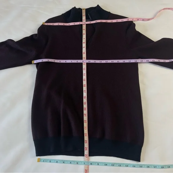 Pal Zileri 100% Lana Wool 1/4 Zip Sweater Burgundy Black - Picture 10 of 15